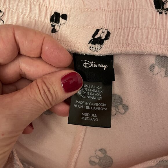 Disney Minnie Mouse Pink Pajama Set Short Sleeve Top Shorts Pockets Size M - Picture 15 of 16